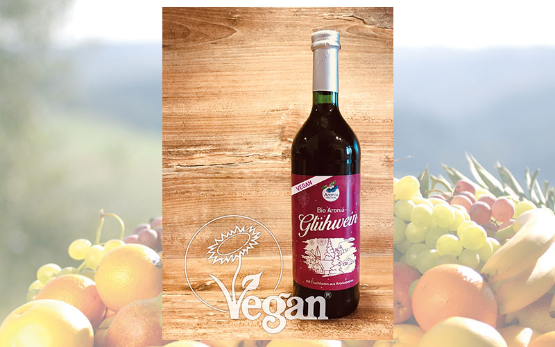 Veganblume ziert jetzt auch Bio Aronia-Glühwein