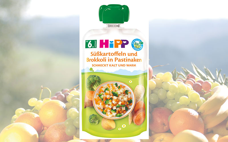 Neu von HiPP: herzhafte Quetschbeutel mit Bio-Gemüse