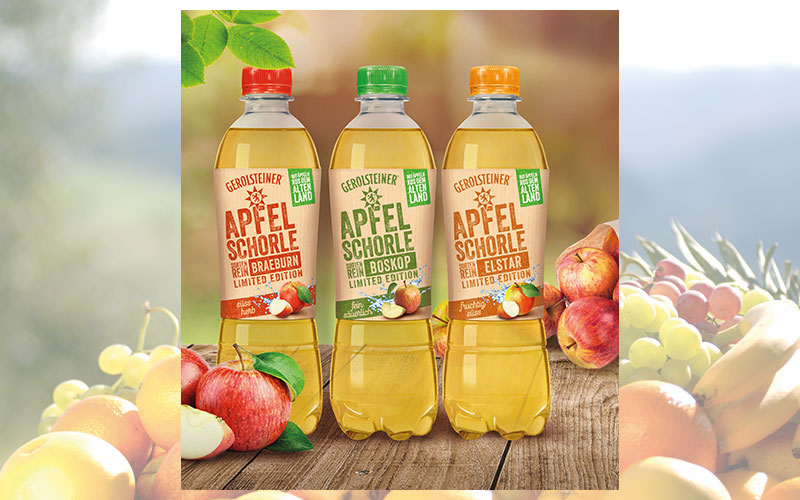 Wieder da: Die beliebten sortenreinen Gerolsteiner Apfelschorlen