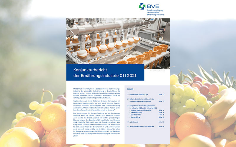 BVE-Konjunkturbericht zur aktuellen wirtschaftlichen Lage der Ernährungsindustrie: Ernährungsindustrie verbucht Umsatzrückgang im 4. Quartal 2020 und 1. Quartal 2021