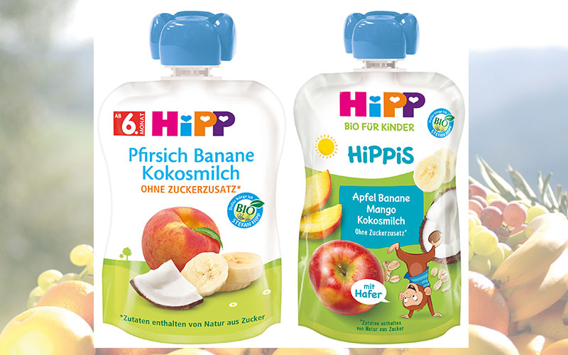 Neu: HiPP Bio-Frucht-Quetschen mit cremiger Kokosmilch