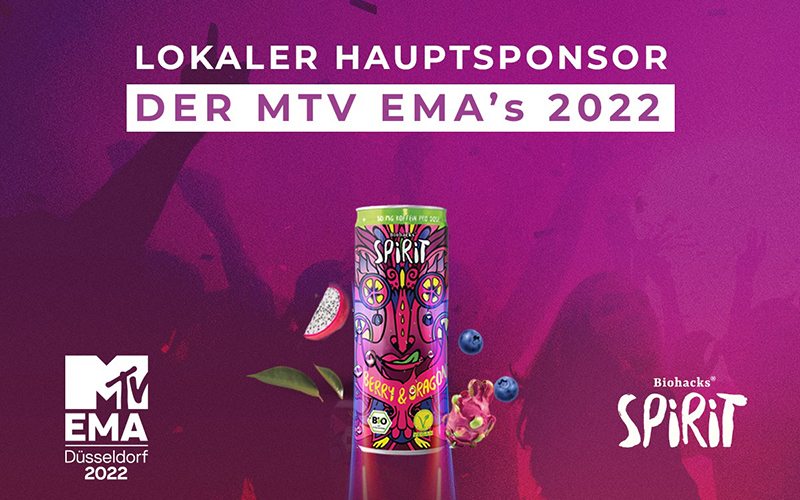 Biohacks Qualitätsmarke „SPIRIT Germany“ ist lokaler Hauptsponsor der MTV EMA's 2022 in Deutschland