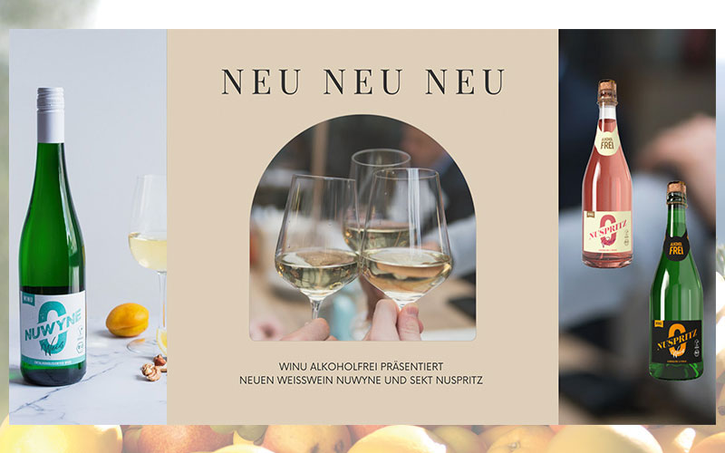WINU präsentiert neuen alkoholfreien Weißwein Nuwyne und Sekt Nuspritz