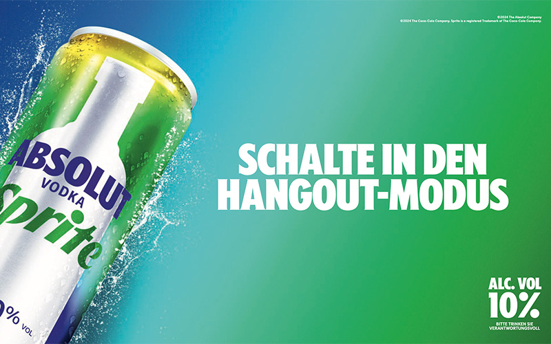 Absolut Vodka Sprite: Zwei ikonische Getränkemarken als Ready-to-Drink-Longdrink ab April in Deutschland erhältlich