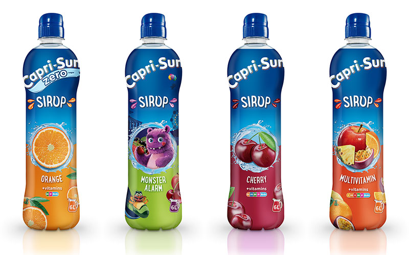 Capri-Sun Sirup mit frischem Design, neuer Geschmacksrichtung und zuckerfreier Alternative