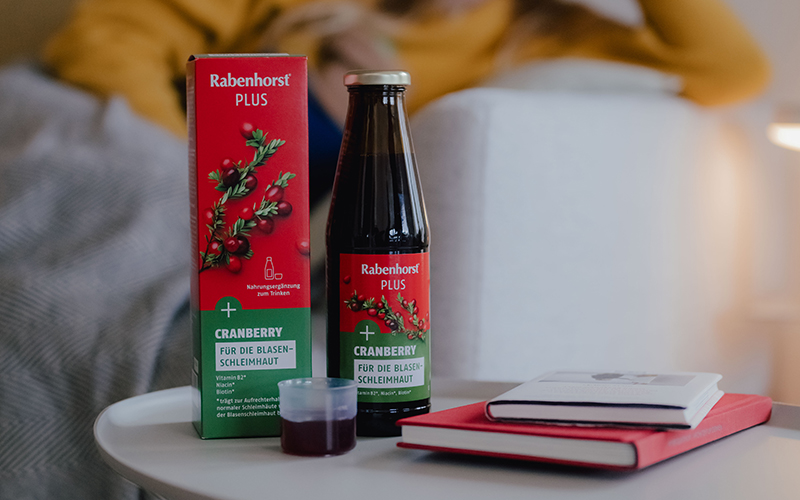 Naturbelassener Cranberry-Muttersaft angereichert mit wertvollen B-Vitaminen für die gute Versorgung der Blasenschleimhaut