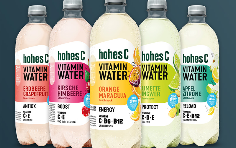 Das neue Vitamin Water von hohes C: Viele Vitamine und mit Geschmack aus echten Früchten