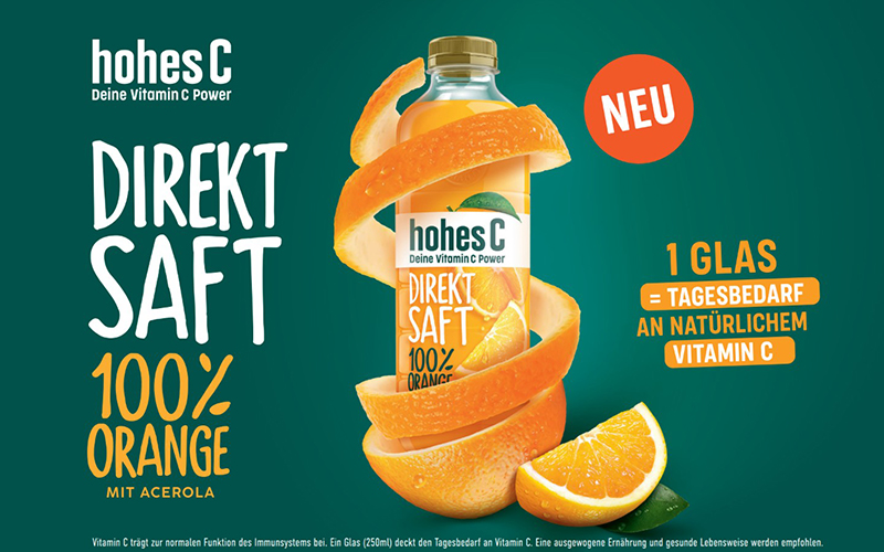 hohes C erweitert Orangen-Sortiment durch Direktsaft
