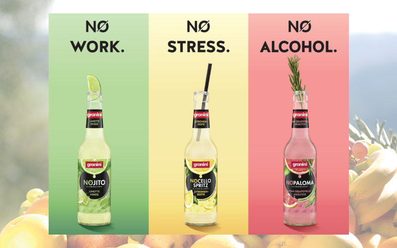 Line Extension granini Mocktails: NØ WORK. NØ STRESS. NØ ALCOHOL.