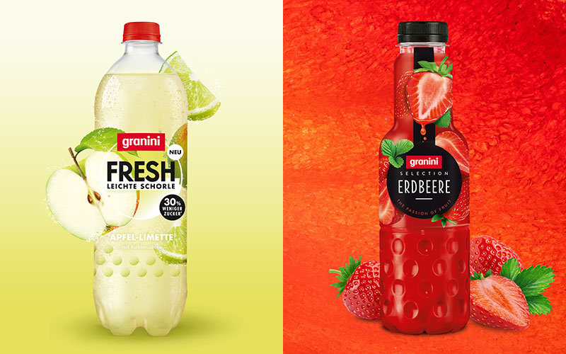 granini bringt zwei Sorten-Neuheiten an den Start: FRESH Apfel-Limette und SELECTION Erdbeere