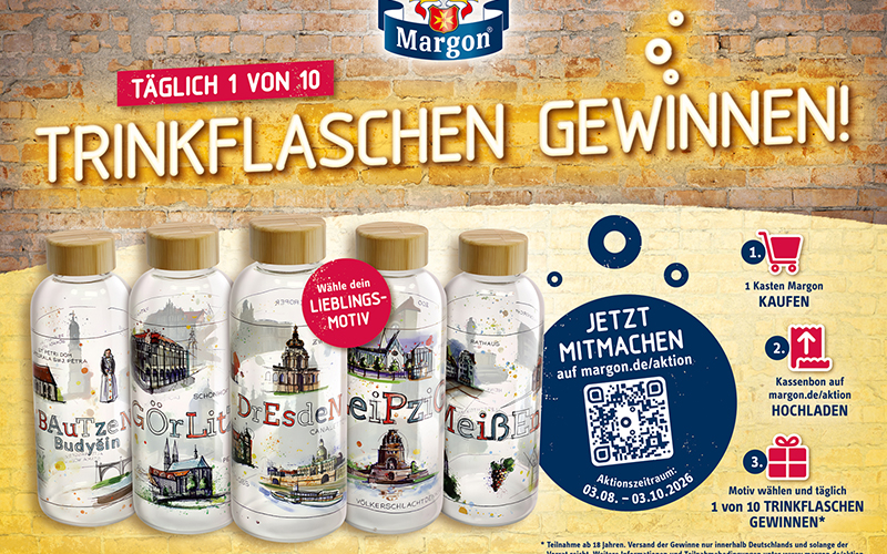 Ein Stück Sachsen für unterwegs: Margon verlost limitierte Glastrinkflaschen